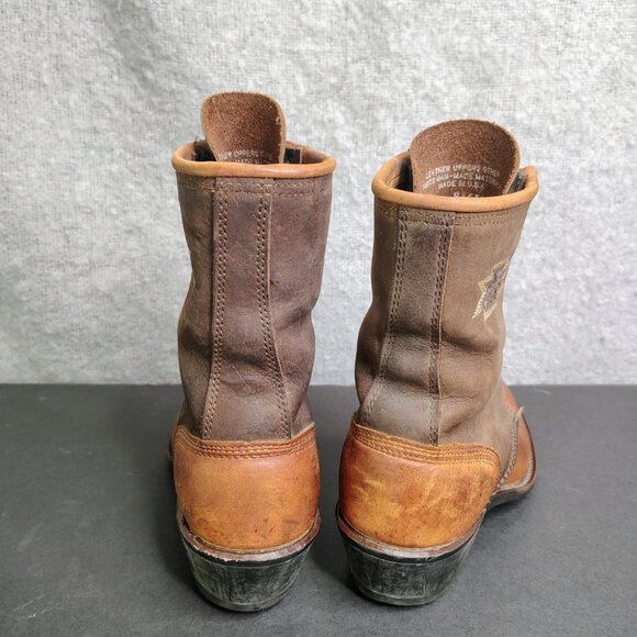 Vintage Abilene Boots Brown Leather Kiltie Packer Embroidered Aztec Size 5.5 - Picture 6 of 14